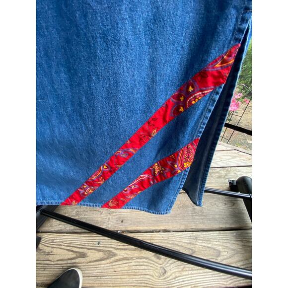 Women's 2 Piece Midi Dress & Over Shirt 2X floral & red fabric trim on both VGUC - Picture 13 of 16